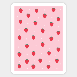 Tiny strawberry, Cute pink pattern, Cottagecore aesthetic, Summer decor, Fruit art print, Food art Sticker